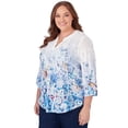 thumbnail image 3 of Alfred Dunner Womens Plus-Size Butterfly Border Jacquard Split Neck Top, 3 of 6