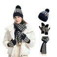 thumbnail image 2 of BRICH Women's Winter Beanie Hat Long Scarf and Touchscreen Gloves Lined Skull Caps with Pompom Neck Scarves Set Navy One Size, 2 of 5