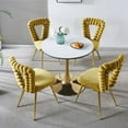 thumbnail image 3 of Fabric Dining Chairs Set of 2, Modern Accent Chairs with Iron Tube Legs and Comfy Backrest, Kitchen Chairs with Gold Frame for Dining Room, Cafe, 3 of 6