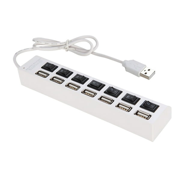 Concentrador USB Irfora JDL-A7 HUB USB Hub 7 puertos USB 2.0 Indicador de interruptor independiente Hub ultradelgado de alta velocidad del divisor con el cable del USB para el cuaderno de escritorio E Irfora Concentrador USB