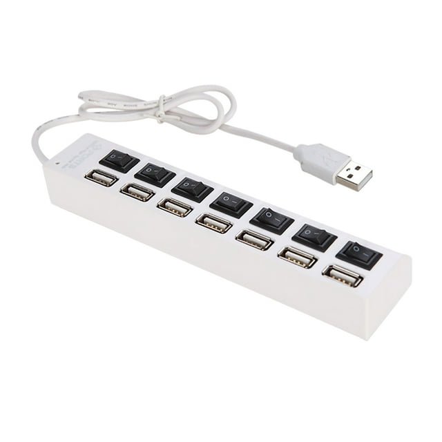 Riwcyla JDL,A7 HUB USB Hub 7 Port USB 2.0 Independent Switch Indicator High Speed Ultra Slim Splitter Hub with USB Cable for Desktop Notebook USB Digital U Disk USB Keyboard and more