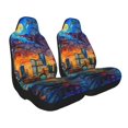 Rocae Neon Shanghai Cityscape Night Print Seat Covers for Cars Trucks