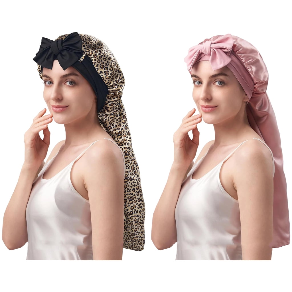 MOMOJIA Fashion Silk Bonnet Sleep Headwrap Elastic Hair Wrap for Curly Hair Soft Night Headwrap Sleep Head Wrap Sleeping Bonnets