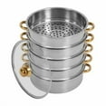 thumbnail image 4 of 11.81*18.5in 5-Tier Steamer Pot Stainless Steel for Steaming Rice Vegetables Meat, 4 of 12