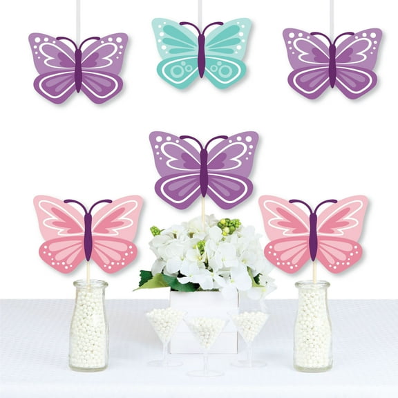 Big Dot of Happiness Beautiful Butterfly - Decorations DIY Floral Baby Shower or Birthday Party Essentials - Set of 20