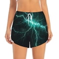 thumbnail image 2 of Salouo Green Lightning Flash Print Women's 2 in 1 Running Shorts Double-Layer Shorts Athletic Workout Gym Yoga Shorts Running Shorts for Women-X-Large, 2 of 7
