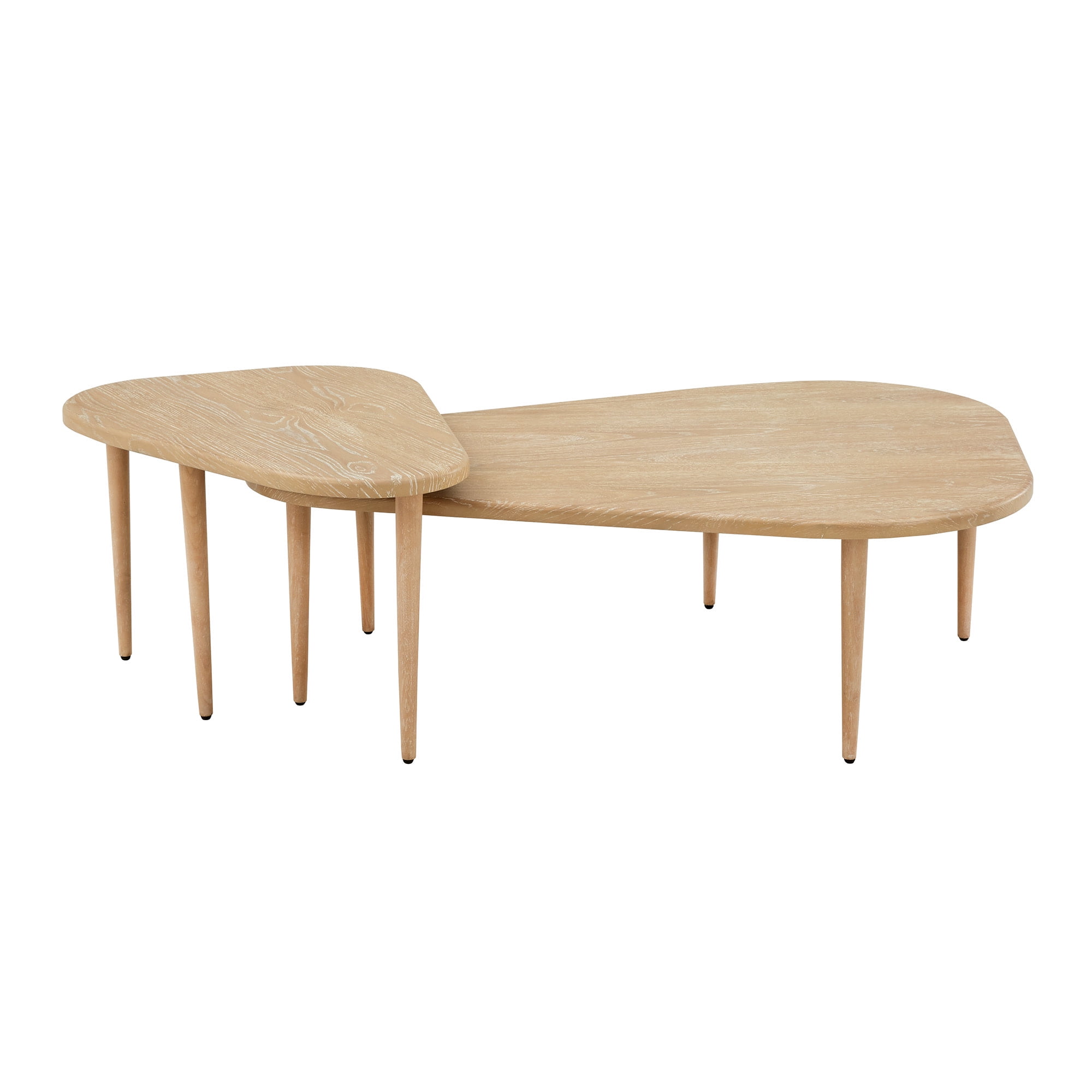 Weston Home Teardrop Nesting Coffee Tables with 3 Legs and Wood Finish