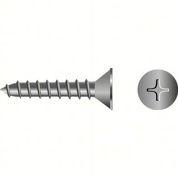 SeaChoice 00688; #6 X3/8 Phillips Head Flat Sheet Metal Screw Stainless Steel 100/ Bag