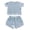 Blue, variant on WOYY Toddler Girls Cotton Linen Outfits Short Sleeves T-Shirt & Shorts Set, Sizes 4-5T