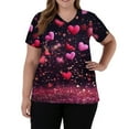 thumbnail image 5 of Womens Valentines Scrub Tops Plus Size Casual V Neck Cute Love Hearts Graphic Scrubs Loose Short Sleeve Scrub Shirts Nursing Uniform Medical Nurse Workwear with Pockets Wine M, 5 of 5