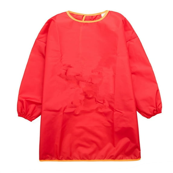 Kids Solid Color Waterproof Long Sleeve Painting Apron Feeding Smock Bib Coat