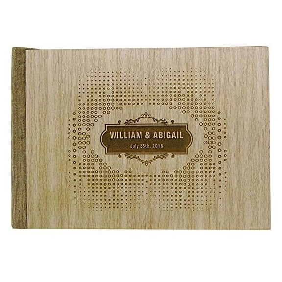 Custom Rustic Wedding Guest Book Wood Engraved Bride & Groom Advice Guestbook - 50 Pages