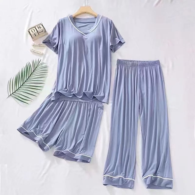 Ensemble de Pyjama pour Femme à Boutons, Décontracté, Manches Courtes, Coupe Ample, Shorts, Vêtements de Maison