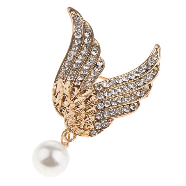 Broche de Solapa Yinane alas de diamantes de imitación para hombre