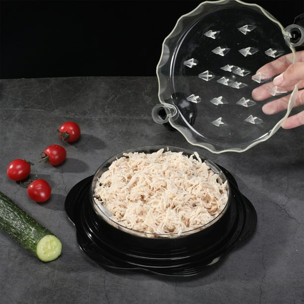 Desmenuzador de pollo con cubierta transparente, gran herramienta para desmenuzar el pecho de pollo, incluye horquilla de cepillo, triturador de carne visible, negro | Bodega Aurrera en línea