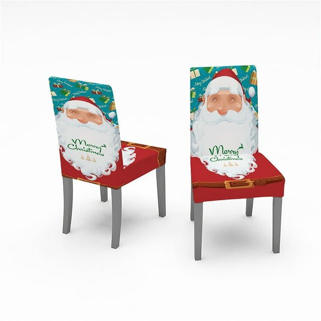 Suncoda Slip Over, Christmas Decoration Printing All-Inclusive Elastic Chair Cover Dining Table and Chair Cover