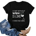 thumbnail image 4 of Womens tshirts casual loose fit round neck short sleeve letter print blouses trendy flowy clothing business cute daily wear, 4 of 4