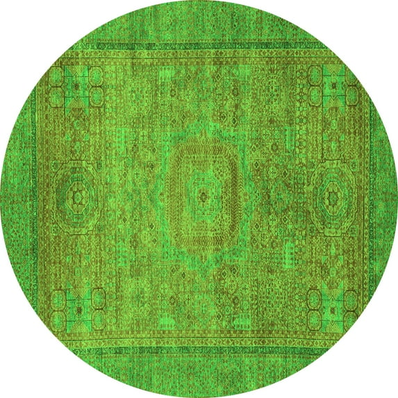 Ahgly Company Indoor Round Oriental Green Modern Area Rugs, 4' Round