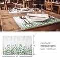 thumbnail image 3 of Placemats Set of 8, Spring Emerald Green Eucalyptus Woven Placemat, Linen Place Mats for Kitchen/Dining Tables, Botanical Leaf Country Washable Table Mats for Party, 3 of 8