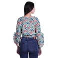 thumbnail image 2 of Moomaya Printed Womens Crop Top Wrap Style Top Wear Ruffle Long Sleeve Casual Summer Blouse, 2 of 6