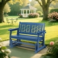 thumbnail image 2 of Ktaxon 4FT Wooden Glider Bench with Cup Holders, Floral Back, Outdoor, 800lbs Max, Blue, 2 of 8