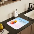 thumbnail image 5 of Yayeee Dish Drying Mat for Kitchen Counter 16" x 18" Microfiber Super Absorbent Coffee Decorative Pad, Light Blue Stripes, 5 of 9