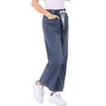 thumbnail image 4 of Jeans de pierna ancha para mujer INSPIRE CHIC con cordón, cintura elástica, pantalones de mezclilla casuales con bolsillos, gris azul S, 4 of 6