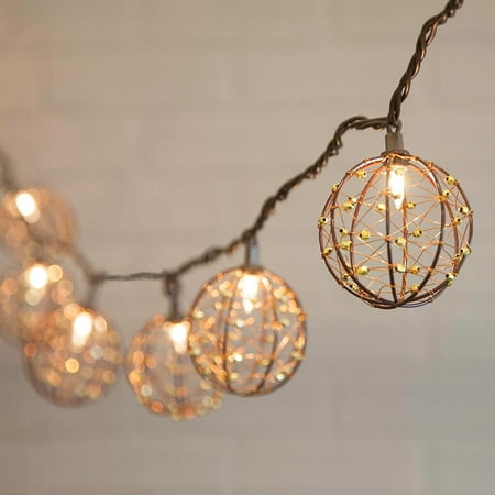 Novelty String Lights Copper Ball 6 Feet Outdoor Plug Novelty String Lights Copper Ball 6 Feet Outdoor Plug In Warm White Com