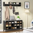 Tribesigns Coat Rack Shoe Bench Set, Hall Tree with Bench and 18 Shoe Cubbies, White Shoe Rack