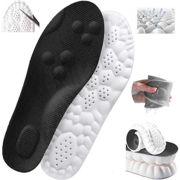 4D Shoe Cloud Insoles for Men Women, Memory Foam Insoles with U-Shape Arch Support for Shock Absorption & All-Day Comfort
