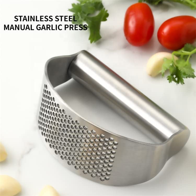 Sugoyi Garlic Masher, Stainless Steel Garlic Press Crusher Squeezer Masher Home Kitchen Mincer Tool