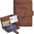 thumbnail image 5 of Personalized Passport Holder, Anti-lost Passport Wallet Cover Case with Luggage Card for Travel Must Haves Accessories,Passport Book Holders for Women and Men, Brown, 5 of 8