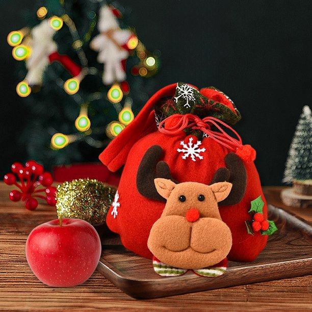 Bolsa de Regalo Navideña Reutilizable para Galletas, Dulces y Golosinas | Envoltorio para Fiestas Navideñas | Tela Roja | 24 X 19,5 X 2 Cm | 40 G | Dcc251028004C