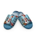 thumbnail image 2 of COEQINE Snowman Cardinal Womens Slip On Slippers Cozy Fluffy Slides Soft Indoor Sandals Cute House Shoes Open Toe Bedroom Christmas Slippers Quiet Slip On Footwear for Her Ladies, 46-47, 2 of 7