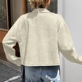 thumbnail image 6 of PRINxy Women's Long Sleeve Notch Lapel Full Zip Cropped Jacket with Faux Suede and Chest Pockets for Fall Winter Casual Beige XL, 6 of 6