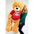thumbnail image 3 of Big Plush Giant Valentine Teddy Bear Five Feet Tall Honey Brown Color Wears Tshirt that says HUGS AND KISSES XOXO, 3 of 8