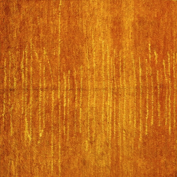 Ahgly Company Indoor Square Abstract Yellow Contemporary Area Rugs, 7' Square
