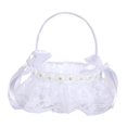 thumbnail image 4 of Satin Flower Basket Fariy Wedding Basket with Handle White Flower Girl Basket for Bridal Engagement Wedding Supplies Ceremony D, 4 of 9