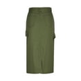 thumbnail image 7 of Inleife Women Summer Fashion Skirt High Waist Button Zipper Pockets Skirts Green S, 7 of 7