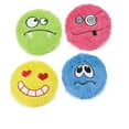 thumbnail image 6 of Plush Emoji Disc Dog Toy Fuzzy Flyer Squeaker Pink Yellow Green Blue or Full Set (Blue Frowny Face), 6 of 9
