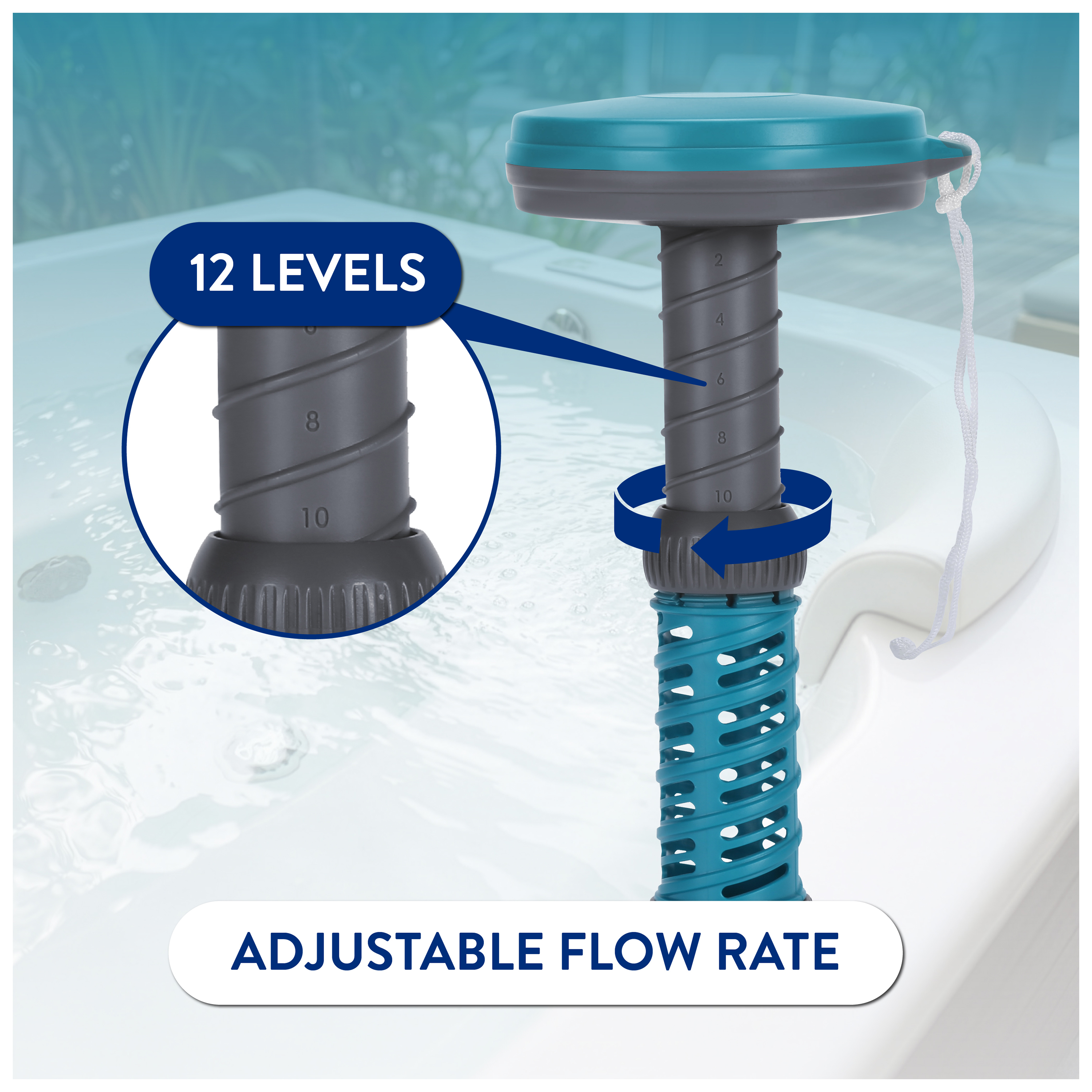 Bluescape Tablet Dispenser for Small Pools, Spas & Hot Tubs, ABS Teal & Gray, Fits 1 in Tablets, 5.6 in x 5.6 in x 8 in, 1 Pack