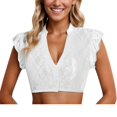 thumbnail image 5 of Womens Camisole Tops V Neck Elegant Short Sleeve Dirndl Costume Blouse Summer Tops for Women, 5 of 5