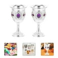 thumbnail image 2 of 2 Pcs Petites Gobelets en Alliage Blanc Motif Fleur pour Fête, 2 of 9