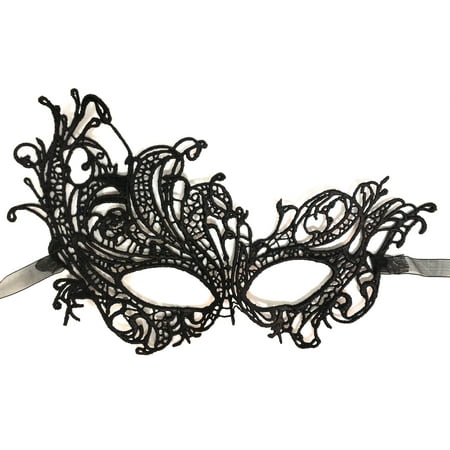 Star Power Sultry Venetian Lace Eye Embroidery Half Mask, Black, One-Size