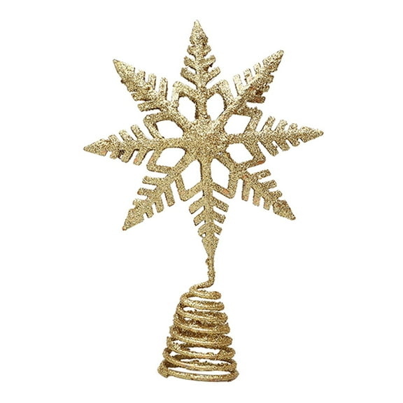 JUNTEX Christmas Tree Topper Star Snowflake Gold Silver Red Glitter for Xmas Tree Decoration Ornament Photography Props