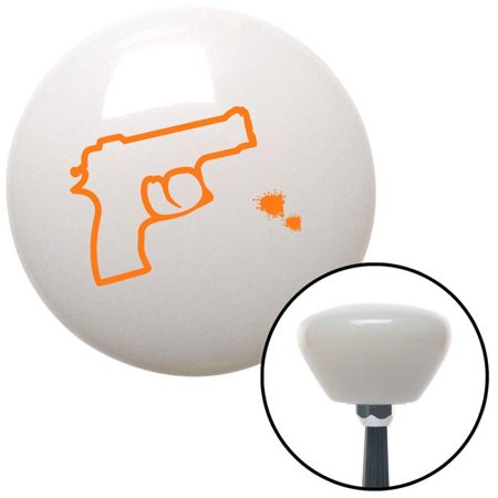 American Shifter Orange Gun Outline White Retro Shift Knob with M16 x 1.5 Insert Shifter Auto Manual Brody