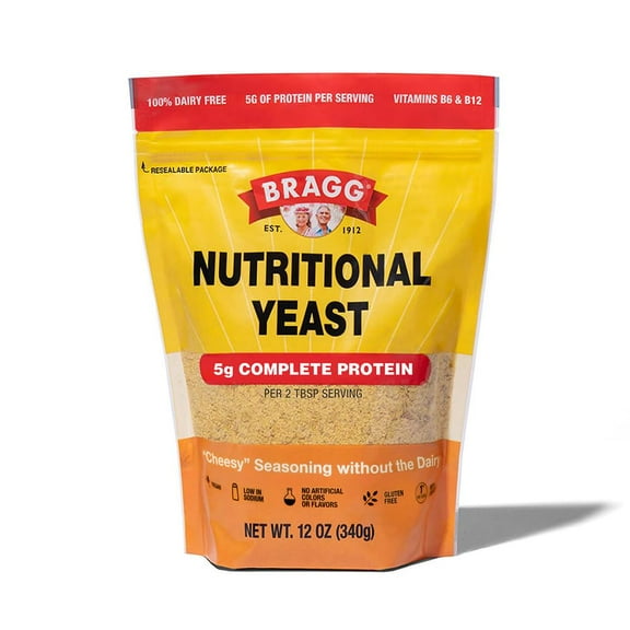 Bragg Premium Nutritional Yeast OKA4Seasoning - Vegan, Gluten Free - Good Source of Protein & Vitamins - Nutritious Savory Parmesan Cheese Substitute (Original, 12 Ounce (Pack of 1))