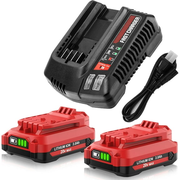 2Pack 3.0Ah V20 Battery and CMCB104 Charger Replacement for Craftsman 20V Lithium ion CMCB204 CMCB206 CMCB202
