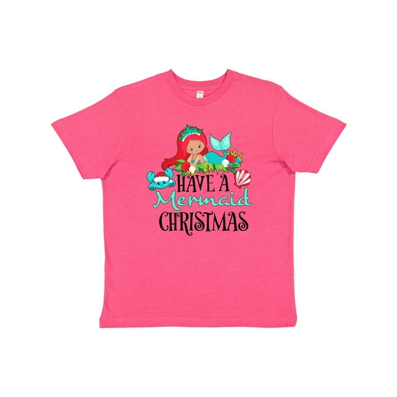 Inktastic Have a Mermaid Christmas with Crab and Seashell Youth T-Shirt