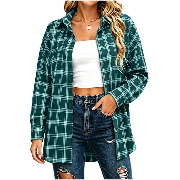 StSilkitty Plaid Shirt Jacket for Womens Long Sleeve Collared Casual Shacket Lightweight Comfy Fashion Tops